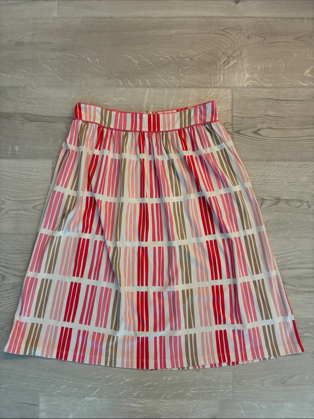 Boden Pink, Red & Tan Striped A-Line Skirt 4L